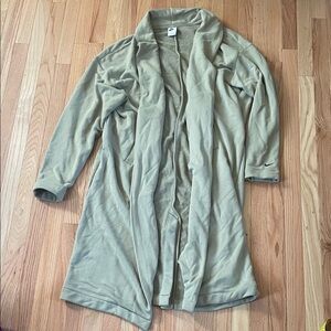 Nike Duster Cardigan Womens Large Green Logo Oversized French Terry Loungewear